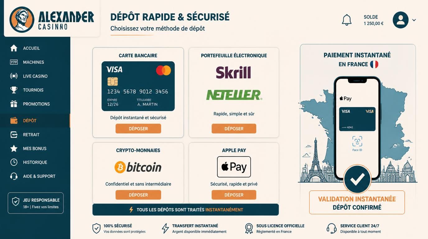 Icônes de méthodes de dépôt populaires carte, crypto, e-wallets, mobile