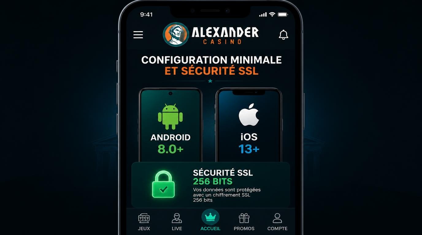 Configuration minimale et sécurité SSL affichée sur mobile