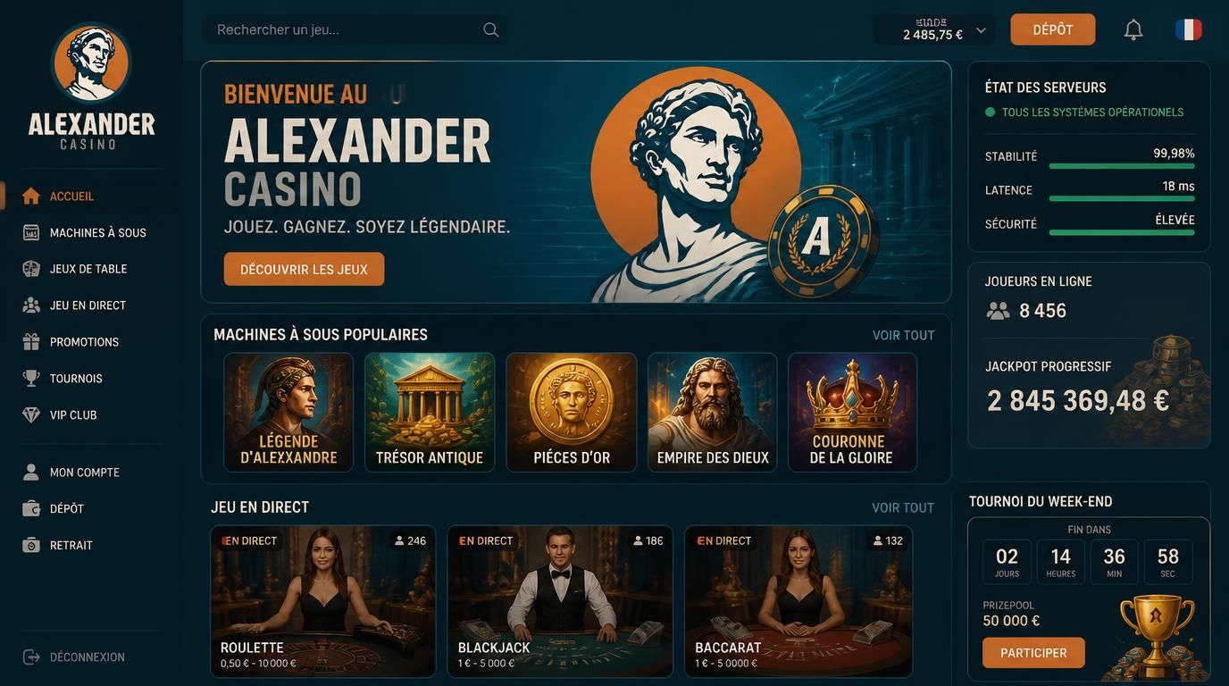 Image combinant jeux de casino fluides et indicateurs techniques stables