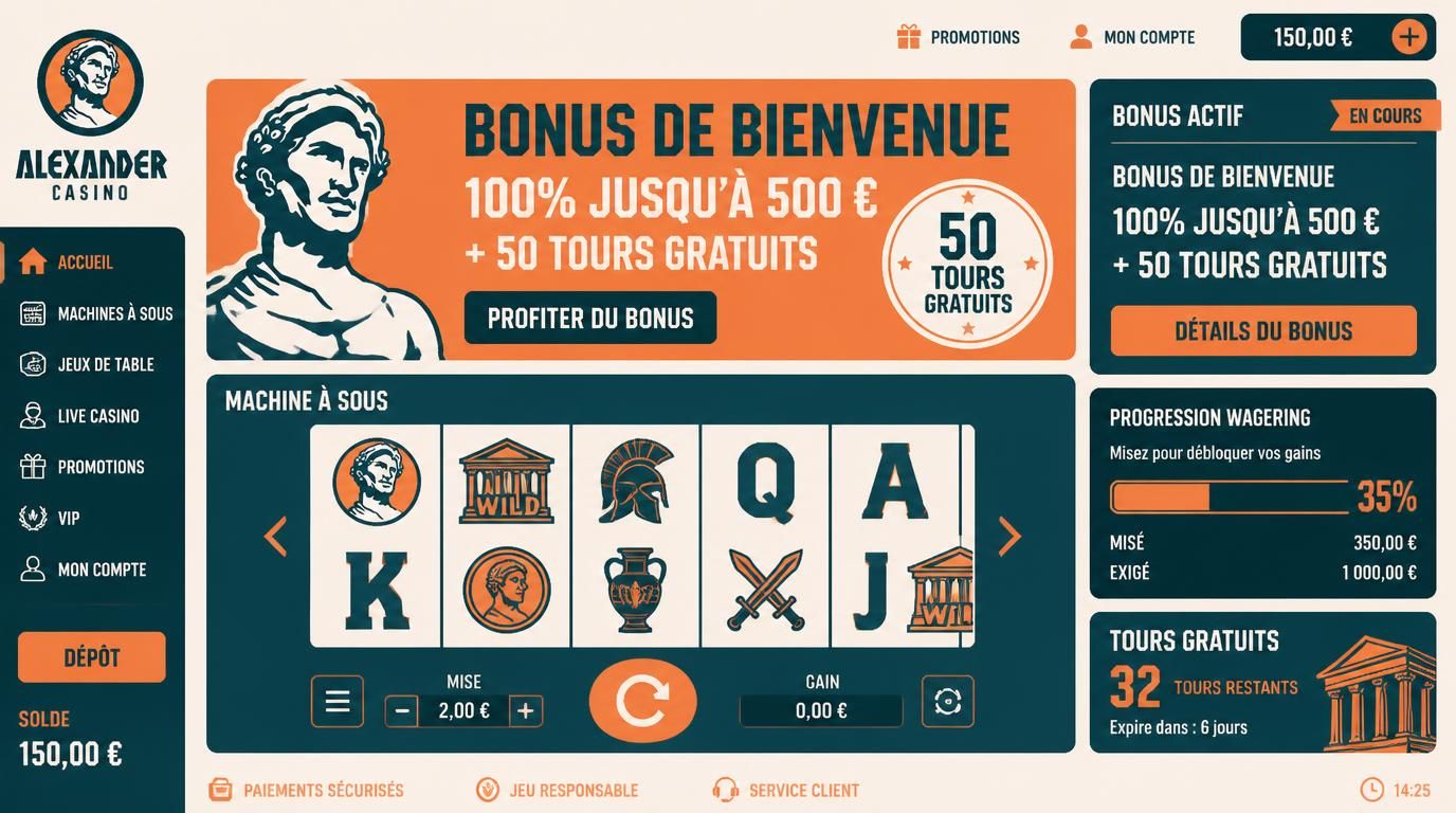 Visuel bonus bienvenu avec free spins et conditions visibles